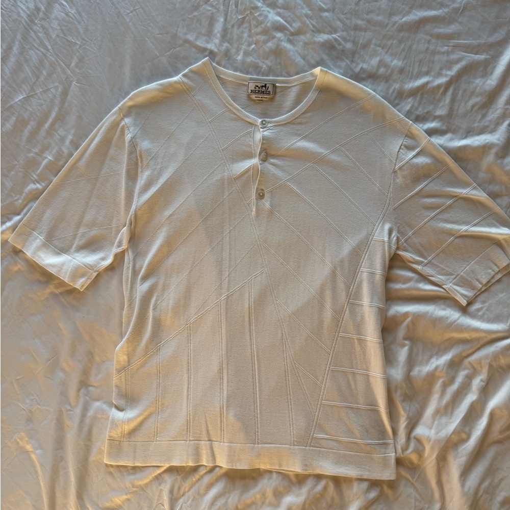 Hermés White Casual Muscle Button Down Shirt
